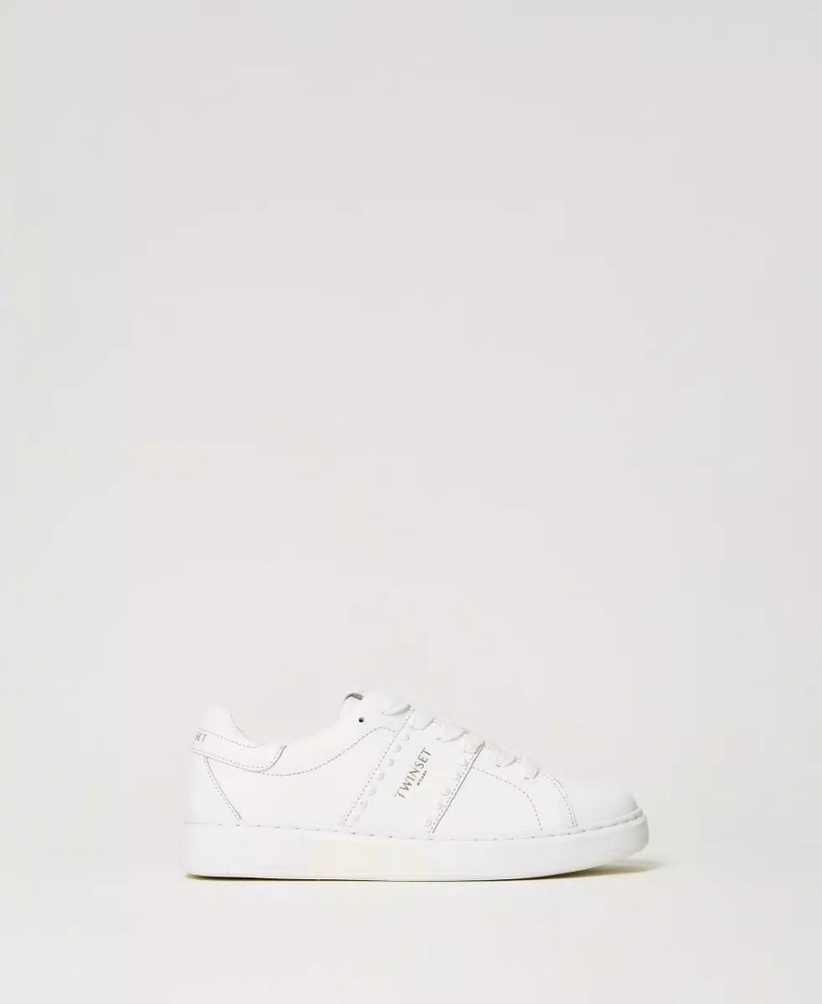 TWINSET SNEAKERS IN PELLE CON BORCHIE