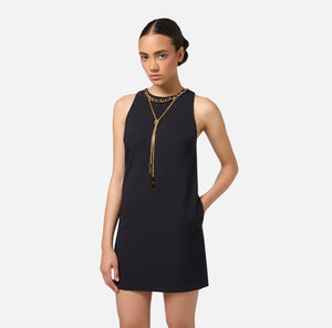 Elisabetta Franchi Miniabito boxy in crepe con collana