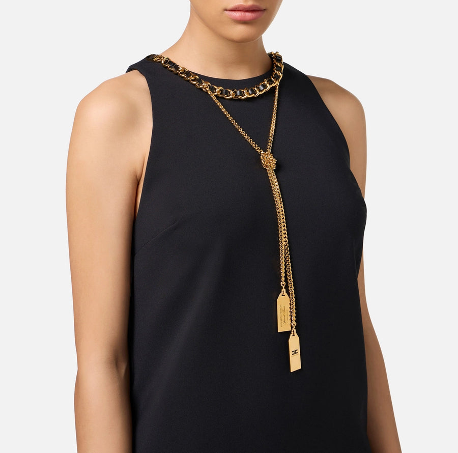 Elisabetta Franchi Miniabito boxy in crepe con collana