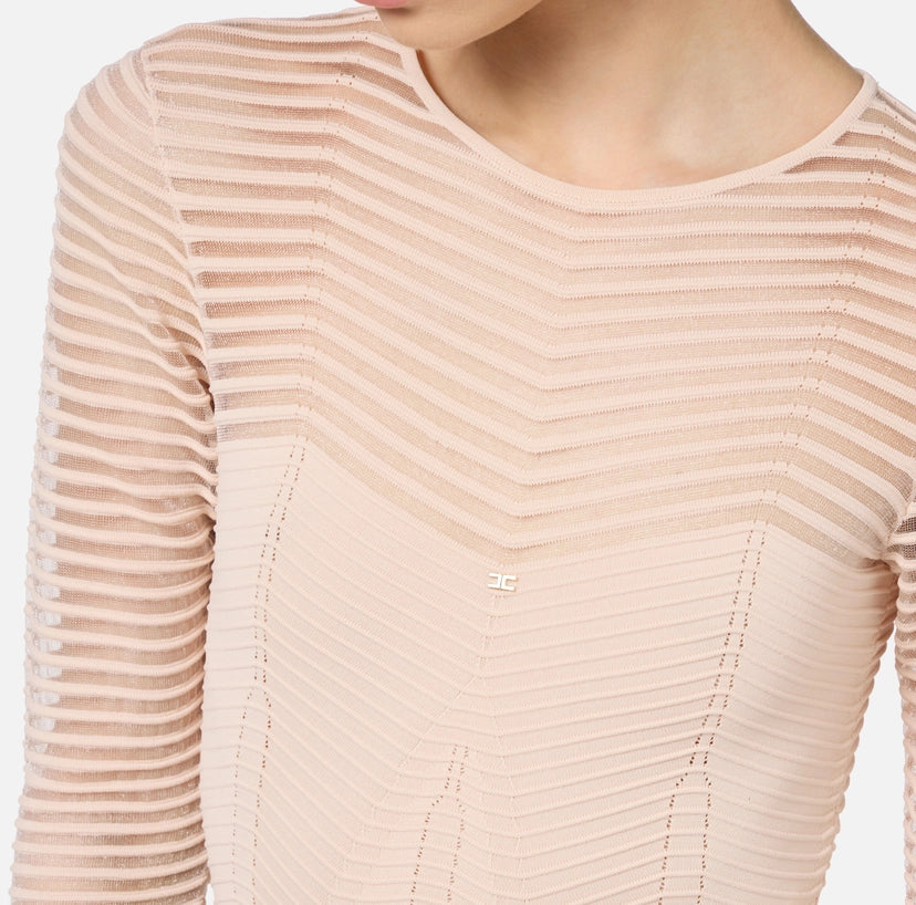 Elisabetta Franchi Body in viscosa motivo chevron