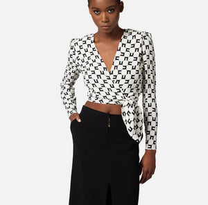 ELISABETTA FRANCHI CAMICIA CROPPED IN GEORGETTE DI VISCOSA STAMPA