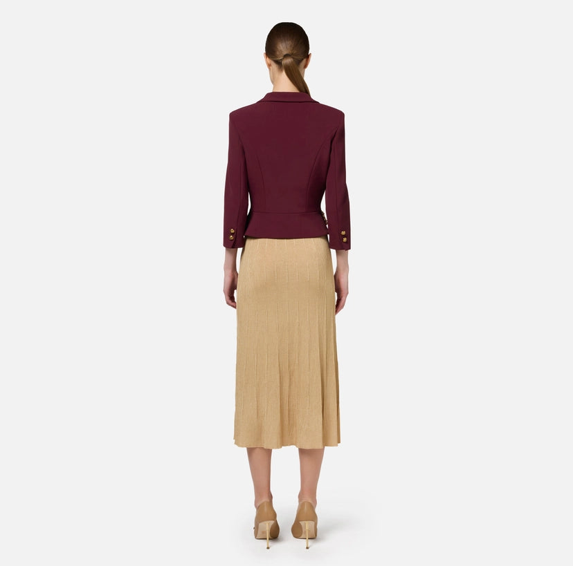 Elisabetta Franchi Giacca cropped in crepe stretch con catena