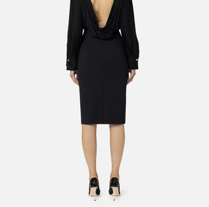 Elisabetta Franchi Gonna midi in crepe stretch con morsetto