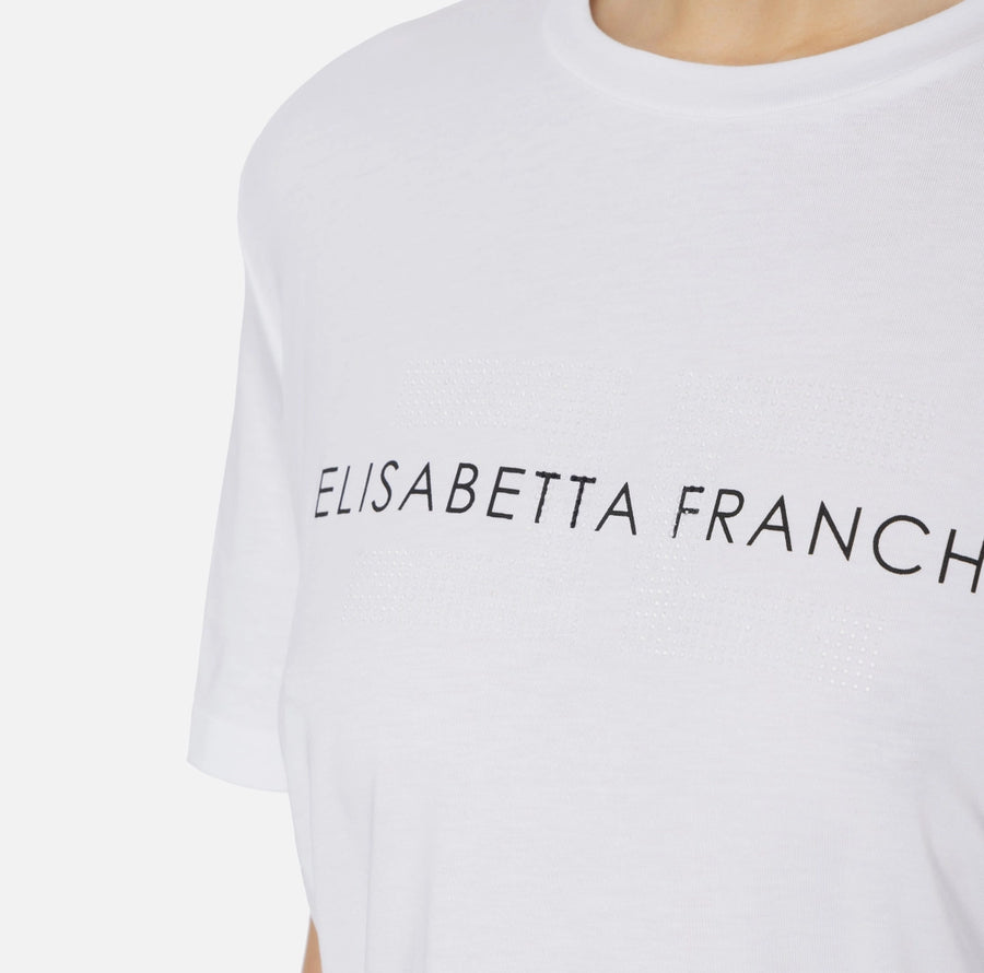 Elisabetta Franchi T-shirt in jersey con strass logo