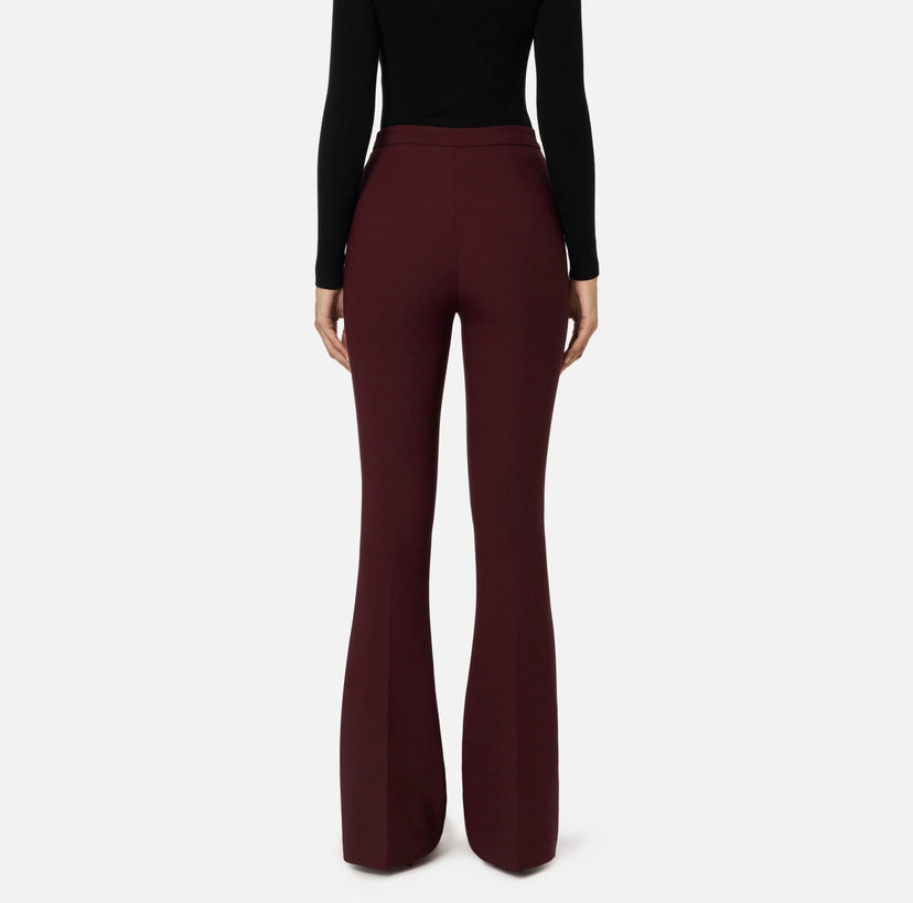 Elisabetta Franchi Pantalone palazzo in crepe stretch con morsetto