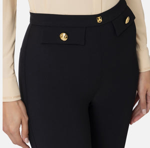 Elisabetta Franchi Pantalone dritto in crepe stretch con rivetto logo