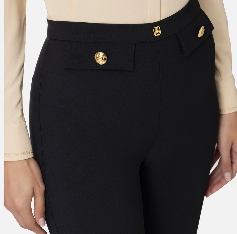 Elisabetta Franchi Pantalone dritto in crepe stretch con rivetto logo