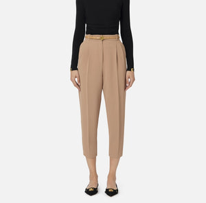 Elisabetta Franchi Pantalone in crepe con cintura e ricamo