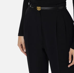 Elisabetta Franchi Pantalone in crepe con cintura e ricamo