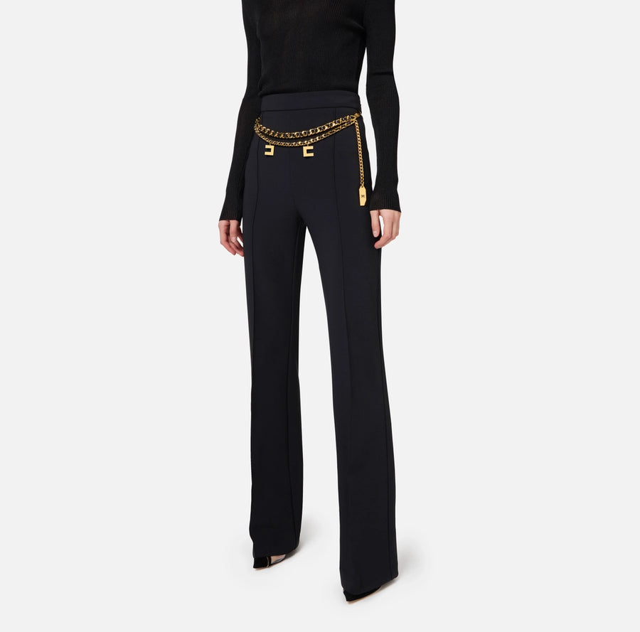 Elisabetta Franchi Pantalone a palazzo in crepe stretch con cintura