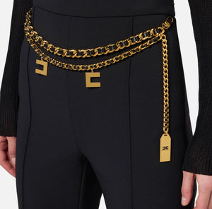 Elisabetta Franchi Pantalone a palazzo in crepe stretch con cintura