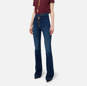 Elisabetta Franchi Jeans a zampa in cotone stretch con nervature