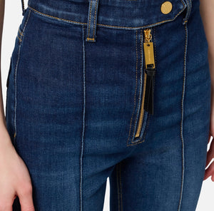 Elisabetta Franchi Jeans a zampa in cotone stretch con nervature