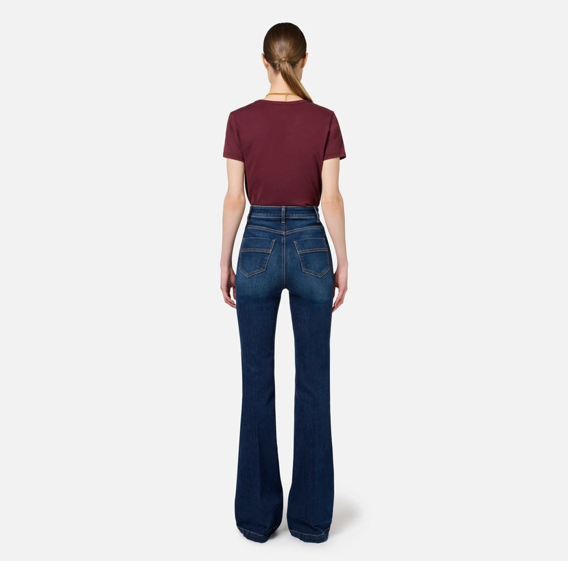 Elisabetta Franchi Jeans a zampa in cotone stretch con nervature